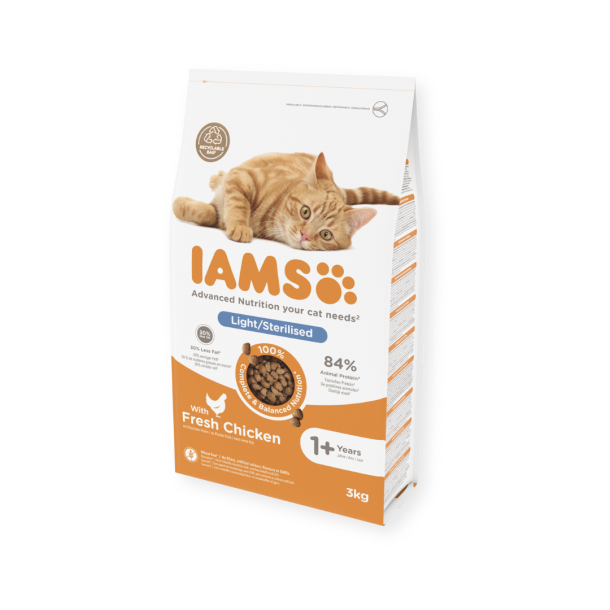 Iams Kattefoder Voksen steriliseret/light m. kylling