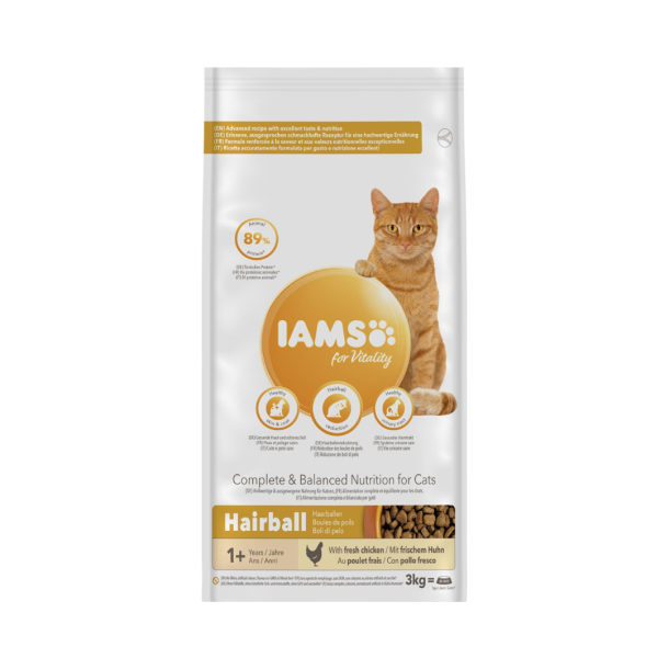 Iams Kattefoder Voksen Hairball m. kylling