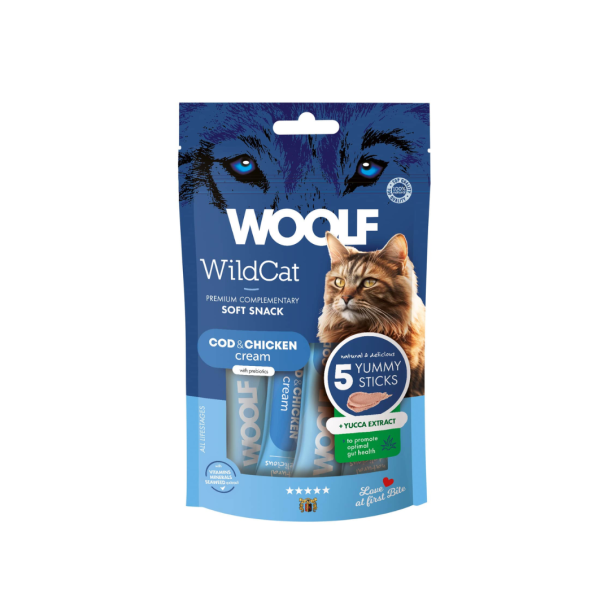 Woolf Wildcat Cream Torsk/Kylling 5 stk.