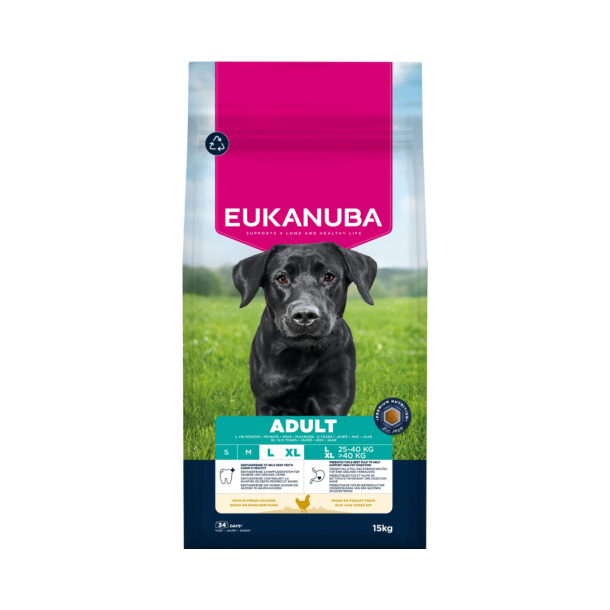 Eukanuba Voksen L-XL Breed kylling 15kg.
