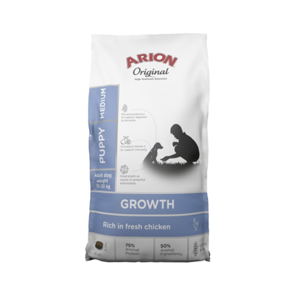 Arion Growth Puppy Medium Kylling 12 kg.