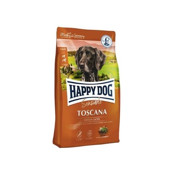 Happy Dog Toscana hundefoder light - And og laks 11 kg.