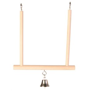 Gynge med klokke til undulat i tr.