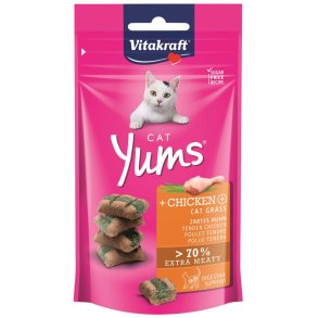 Vitakraft Yums katte godbid med kylling + kattegrs .