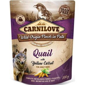 Carnilove Pate Vagtel og Gule gulerdder 300 g.