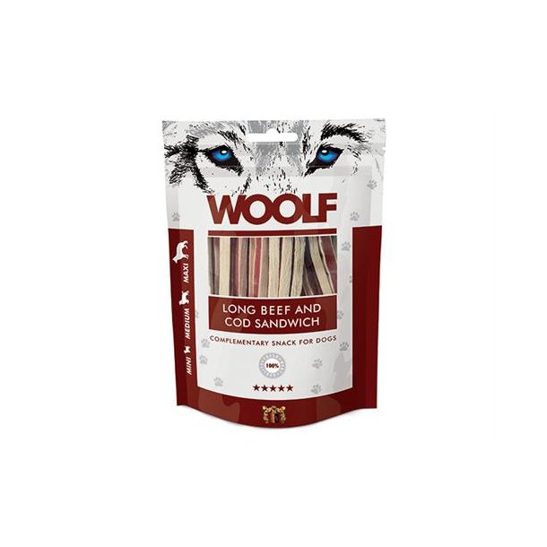 Woolf Blde stnger med Beef og torsk 100 g.