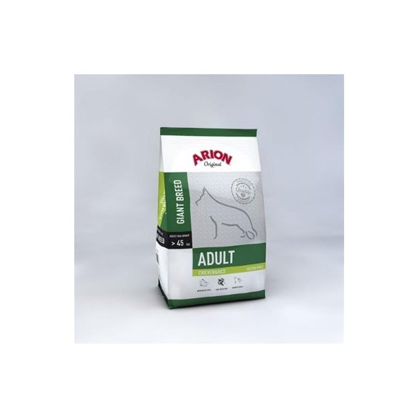  Arion hundefoder - Voksne store hunde - Kylling &amp; Ris Glutenfri 12 kg.