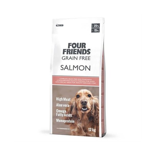 Four Friends Derma Coat hundefoder - Laks og kartoffel 12 kg.